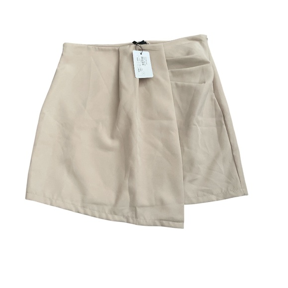 Future Alive Dresses & Skirts - Future Alive Khaki Asymmetrical Hem Lined Pencil Mini Skirt . 